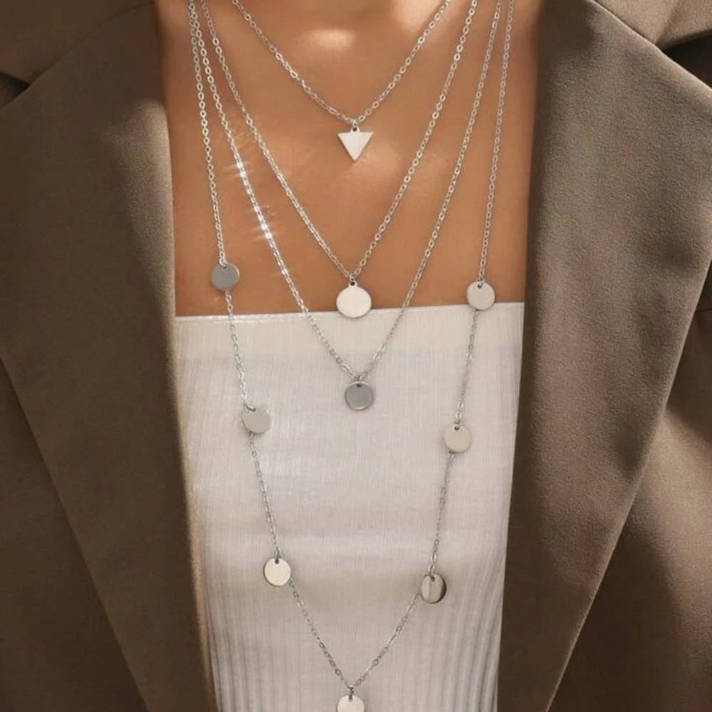 Layered Silver Tone Necklace
